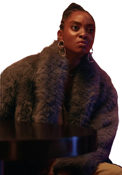 Anita Joy Uwajeh Fightland Cece Gray Fur Coat - Image 2